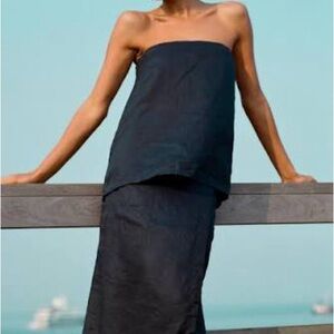 Strapless Black Linen Top
